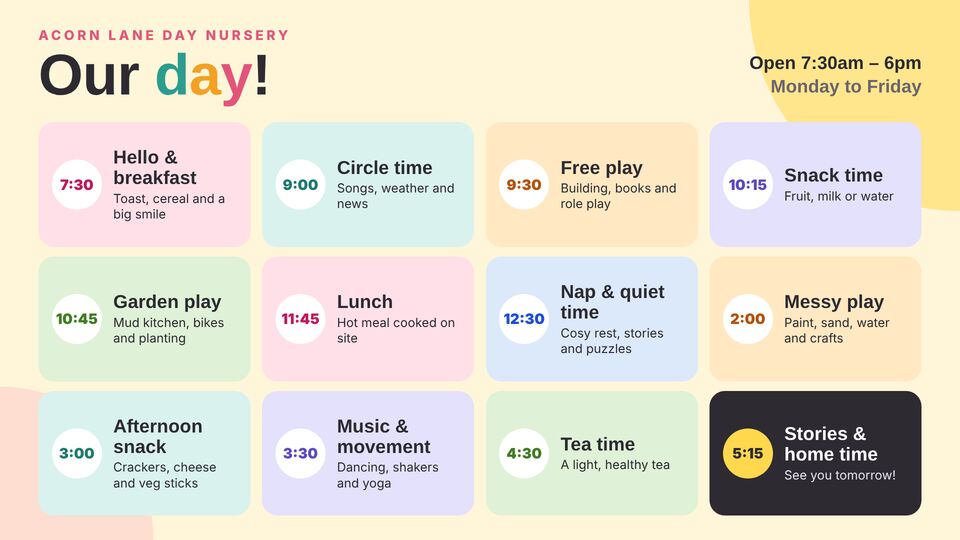 Nursery & childcare screen design: Our day (daily routine)