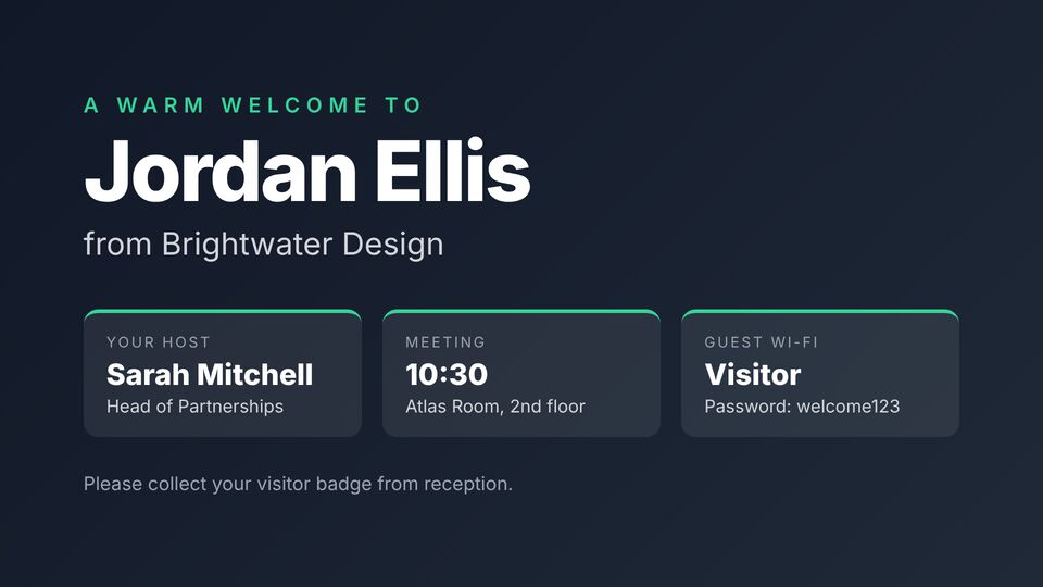 Office screen design: Visitor welcome